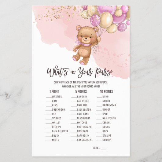 Beer ballonnen Wat zit er in je Purse Game Flyer (Voorkant)