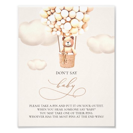 Beer ballonnen - zeg geen BABY - gebarentaal Foto Afdruk (Voorkant)