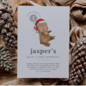 Beer Balloon Santa Hat Eerste Verjaardag Foto Kaart