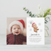 Beer Balloon Santa Hat Eerste Verjaardag Foto Kaart (Staand voorkant)