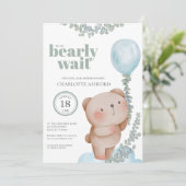 Beer Balloon Wachten Blue Boy Baby Uitnodiging (Staand voorkant)