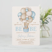 Beer Balloons Boy Baby shower Spaans Uitnodiging (Staand voorkant)