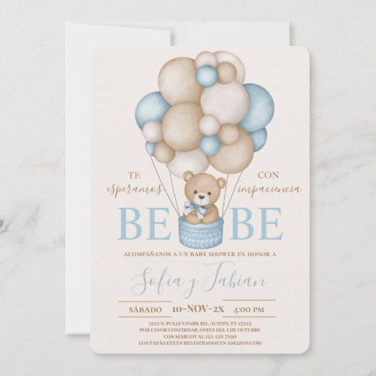 Beer Balloons Boy Baby shower Spaans Uitnodiging (Voorkant)