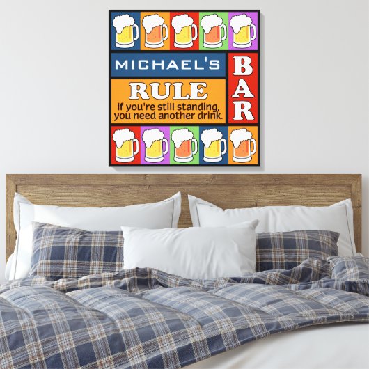 BEER Bar Pop Art CUSTOM NAME canvas afdrukken (Insitu (Slaapkamer))