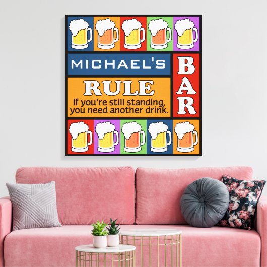 BEER Bar Pop Art CUSTOM NAME canvas afdrukken (Insitu (Woonkamer))