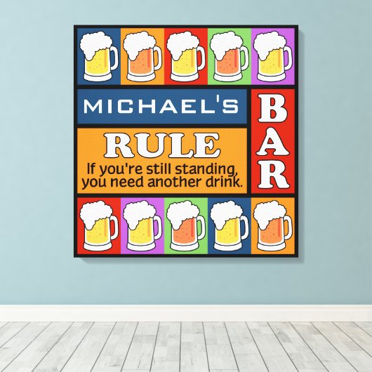 BEER Bar Pop Art CUSTOM NAME canvas afdrukken (Insitu (Houten vloer))