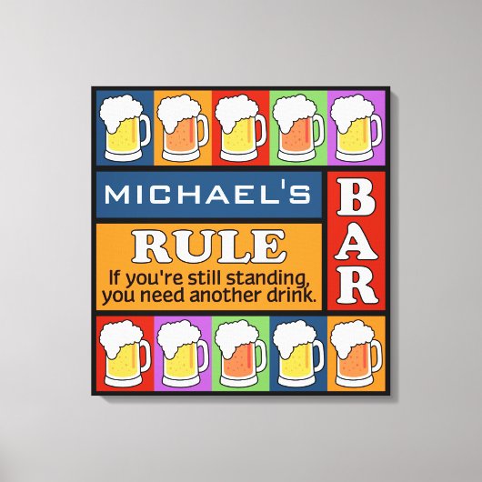 BEER Bar Pop Art CUSTOM NAME canvas afdrukken (Voorkant)