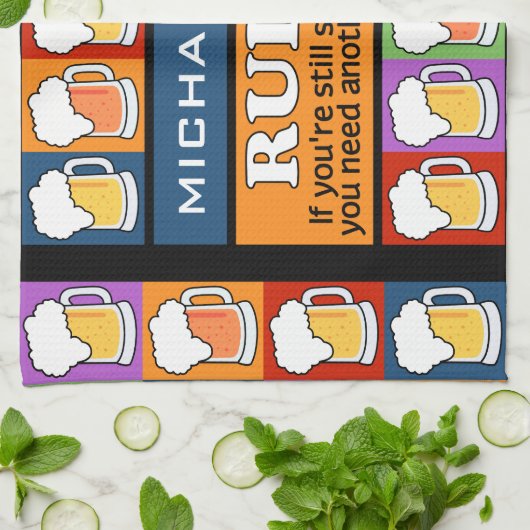 BEER Bar Pop Art CUSTOM NAME keukenhanddoek (Gevouwen)