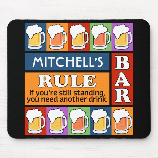 BEER Bar Pop Art CUSTOM NAME mousepad Muismat (Voorkant)
