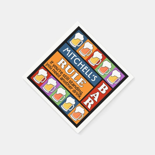 BEER Bar Pop Art CUSTOM NAME papieren servetten (Hoek)