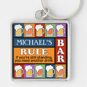 BEER Bar Pop Art CUSTOM NAME-sleutelketen Sleutelhanger