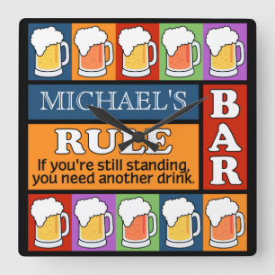 BEER Bar Pop Art CUSTOM NAME wandklok