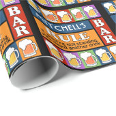 BEER Bar Pop Art CUSTOM NAME wrapping paper Cadeaupapier (Rol Hoek)