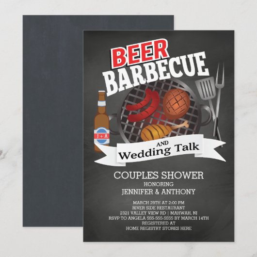 Beer Barbecue Wedding Talk Couples Shower Kaart (Voorkant / Achterkant)