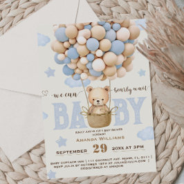 Beer Bearly Wait Blue Baby Boy Shower Kaart