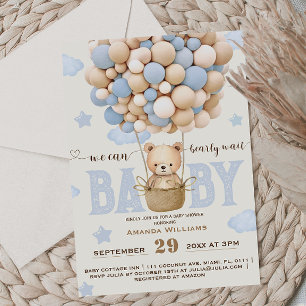 Beer Bearly Wait Blue Baby Boy Shower Kaart