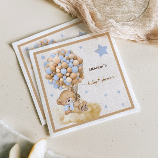 Beer Bearly Wait Blue Balloon Baby shower Servet