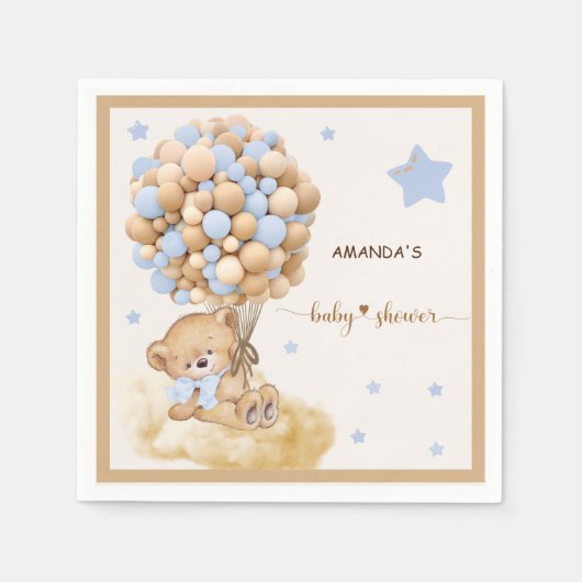 Beer Bearly Wait Blue Balloon Baby shower Servet (Voorkant)