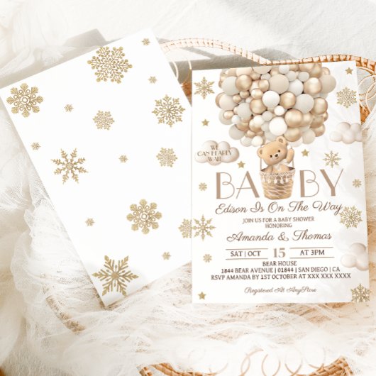 Beer Bearly Wait Winter Baby shower Kaart