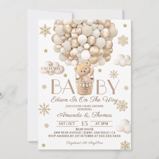 Beer Bearly Wait Winter Baby shower Kaart (Voorkant)