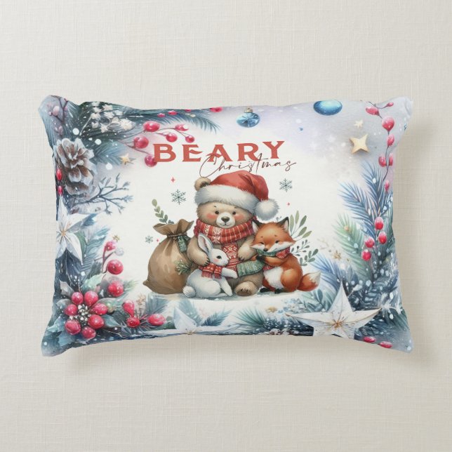 Beer Beary Christmas Accent Pillow Accent Kussen (Voorkant)