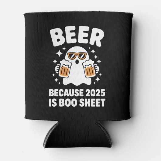Beer Because 2025 Is Boo Sheet Funny Halloween Blikjeskoeler (Voorkant)