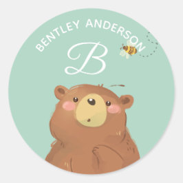 Beer Bee · Alfabet Monogram Schattigee School kind Ronde Sticker