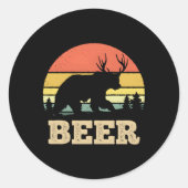 Beer Beer Deer Ronde Sticker (Voorkant)