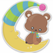 Beer, Beer op de maan, Beer met Scarf Sticker (Voorkant)