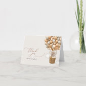 Beer, beige ballonnen, heteluchtballon, Baby showe Bedankkaart (Voorkant)