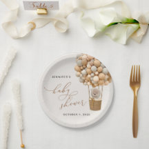 Beer, beige ballonnen, heteluchtballon, Baby showe