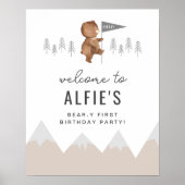 Beer bergen Eerste verjaardag Welkomstteken Poster (Voorkant)