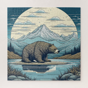 Beer, Bergen, Meer, Volle Maan Ai Art Legpuzzel