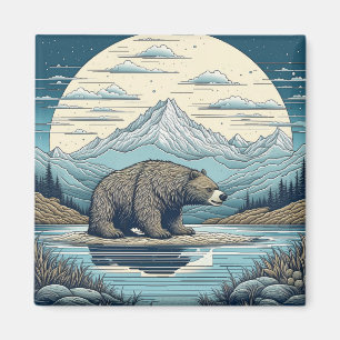 Beer, Bergen, Meer, Volle Maan Ai Art Magneet