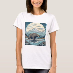 Beer, Bergen, Meer, Volle Maan Ai Art T-shirt