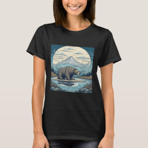 Beer, Bergen, Meer, Volle Maan Ai Art T-shirt