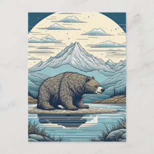 Beer, Bergen, Meer, Volle Maan Ai Kunst Briefkaart
