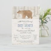 Beer berken babyshower uitnodiging (Staand voorkant)