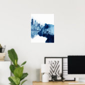 Beer Beurs Waterverf Art Chicago Skycape Poster (Thuiskantoor)