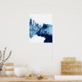 Beer Beurs Waterverf Art Chicago Skycape Poster (Keuken)