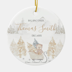 Beer Big Brother Winter Woodland Mountain Ceramic Keramisch Ornament