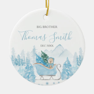 Beer Big Brother Winter Woodland Mountain Keramisch Ornament
