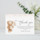 Beer & Bij Baby Shower Bedankkaart (Staand voorkant)