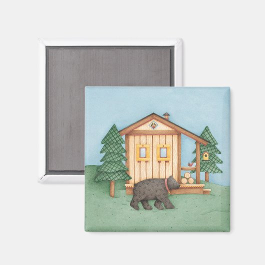 Beer bij blokhut magneet (Voorkant / Achterkant)