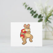Beer bij boksen met boks handschoenen briefkaart (Staand voorkant)