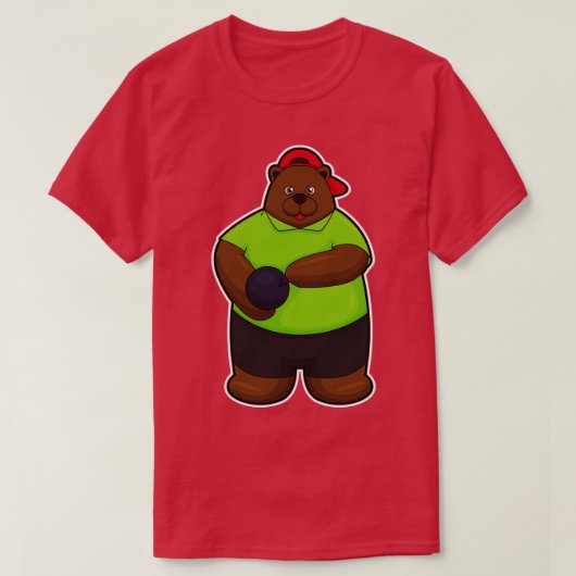 Beer bij Bowling met Bowling-bal T-shirt (Design voorkant)