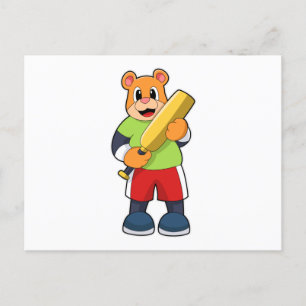 Beer bij Cricket met cricket bat Briefkaart