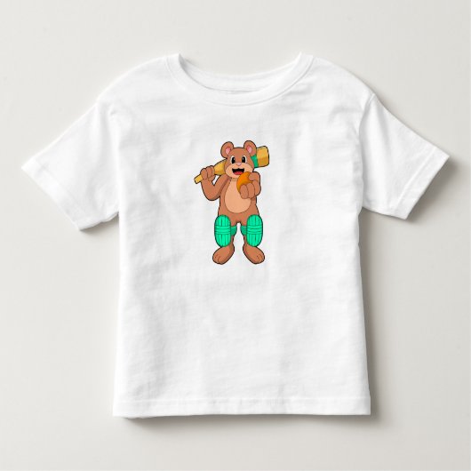 Beer bij Cricket met cricket bat Kinder Shirts (Voorkant)