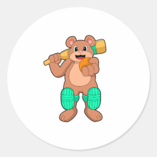 Beer bij Cricket met cricket bat Ronde Sticker