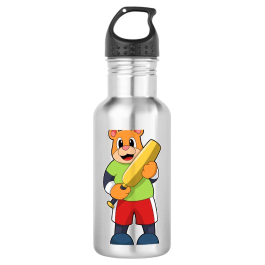 Beer bij Cricket met cricket bat Waterfles (Voorkant)